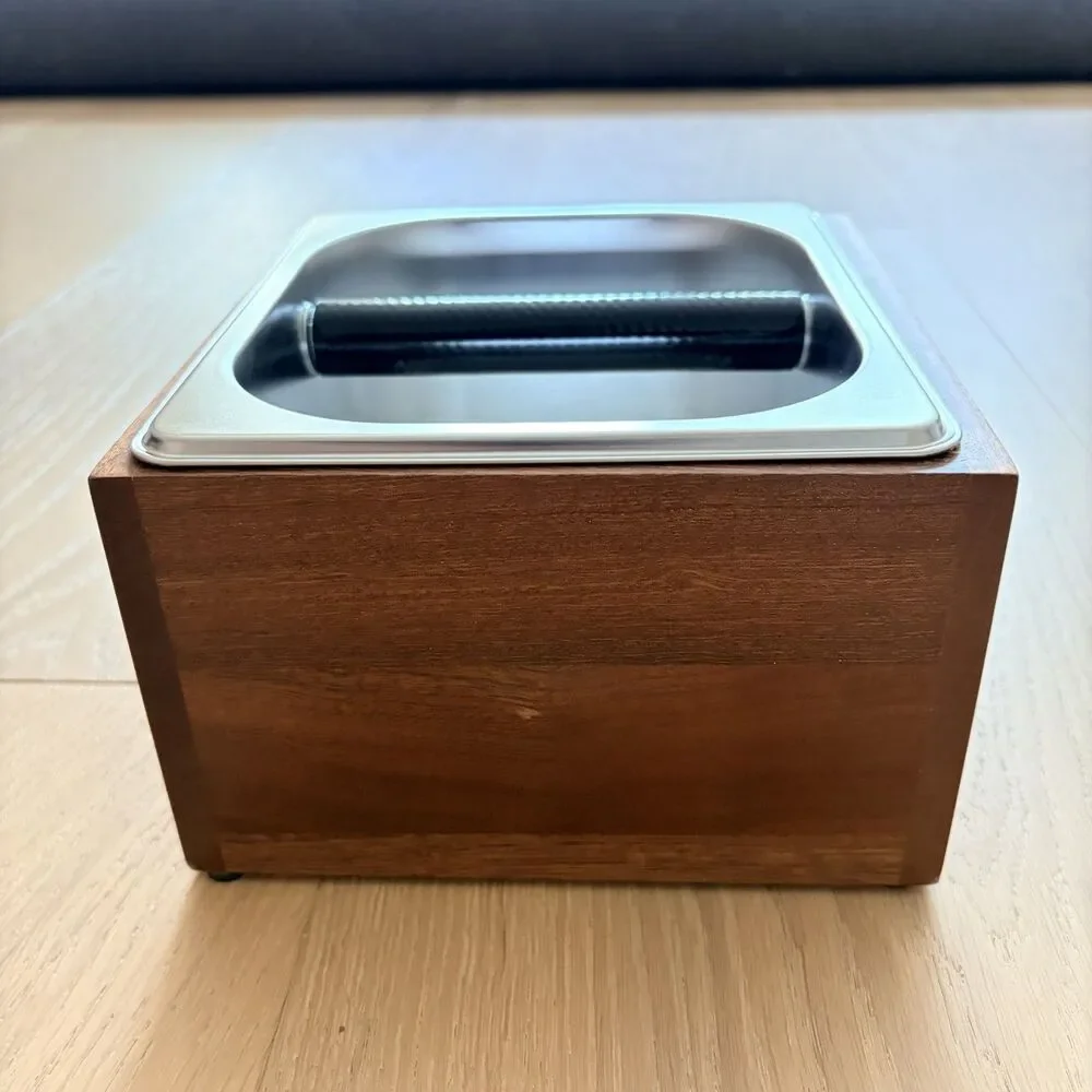 Solid Wood and Stainless Steel Espresso Knock Box NEW